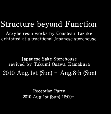 "Structure beyond Function" Acrylic resin works by Cousteau Tazuke exhibited at a traditional Japanese storehouse